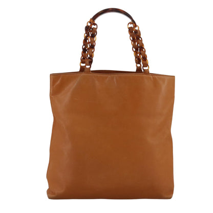 CHANEL Chain Tote Bag Leather Brown CC bs18753