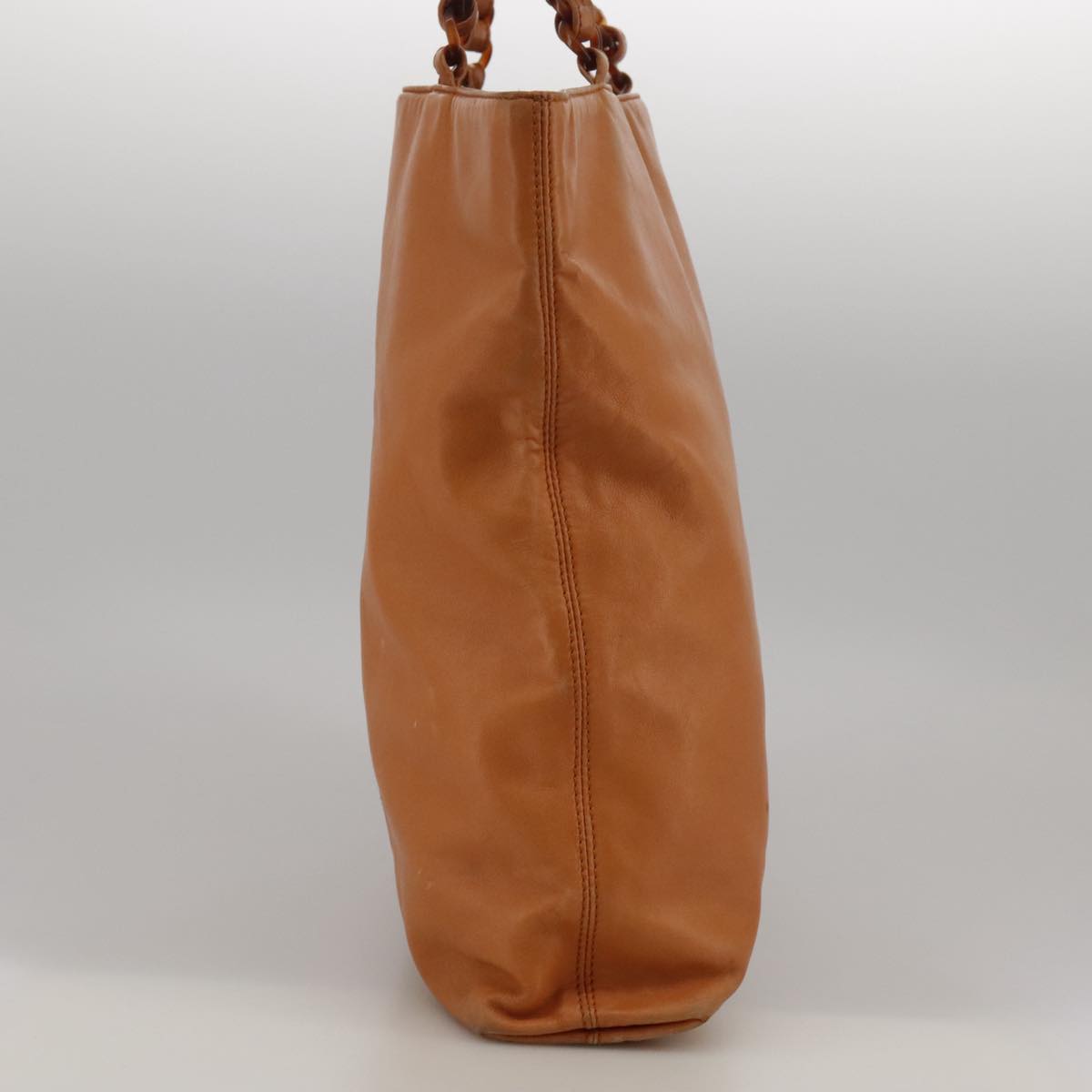 CHANEL Chain Tote Bag Leather Brown CC bs18753