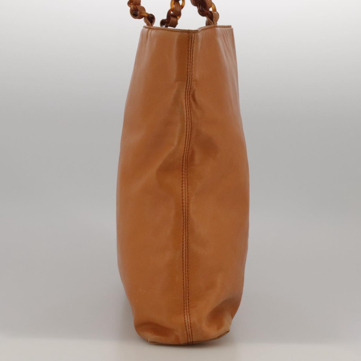 CHANEL Chain Tote Bag Leather Brown CC bs18753