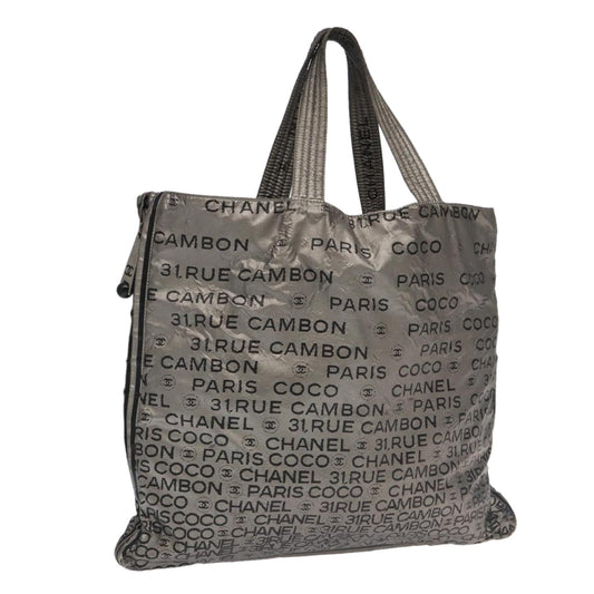 CHANEL Unlimited Tote Bag Nylon Silver CC bs18754