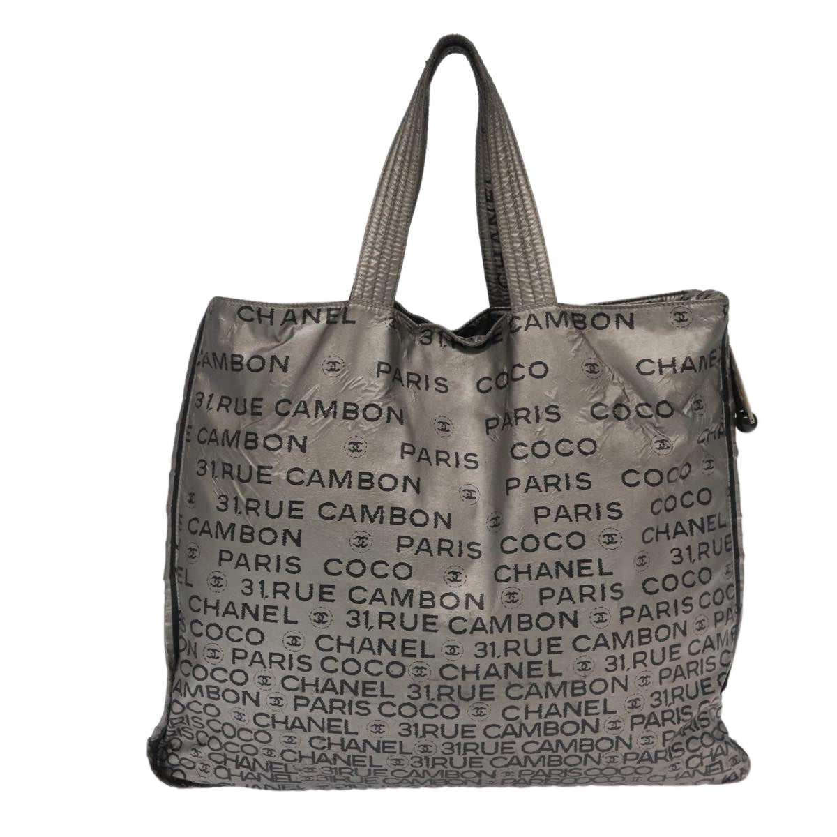 CHANEL Unlimited Tote Bag Nylon Silver CC bs18754
