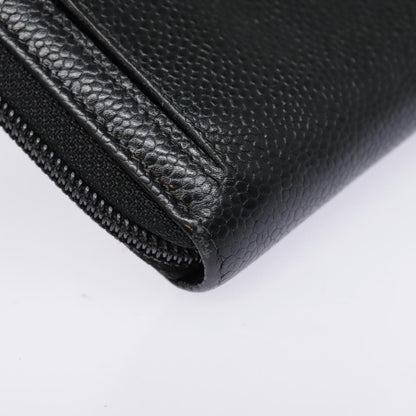 CHANEL Long Wallet Caviar Skin Black Gold CC bs18828