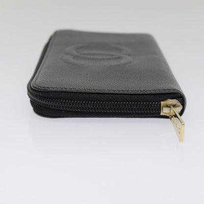 CHANEL Long Wallet Caviar Skin Black Gold CC bs18828