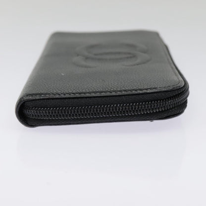 CHANEL Long Wallet Caviar Skin Black Gold CC bs18828