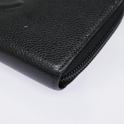 CHANEL Long Wallet Caviar Skin Black Gold CC bs18828
