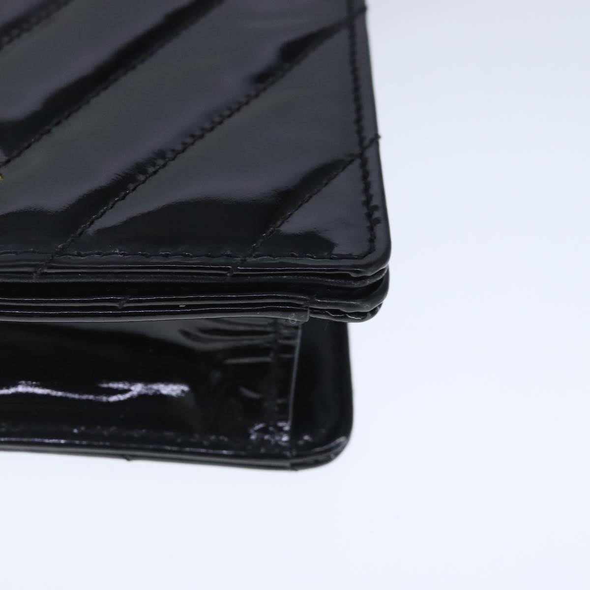 CHANEL V Stitch Waist bag Patent leather Black Gold CC bs18829