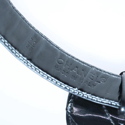 CHANEL V Stitch Waist bag Patent leather Black Gold CC bs18829