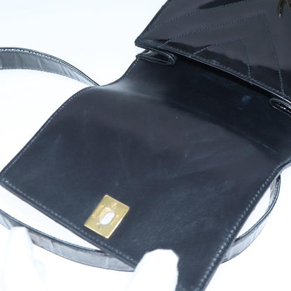 CHANEL V Stitch Waist bag Patent leather Black Gold CC bs18829