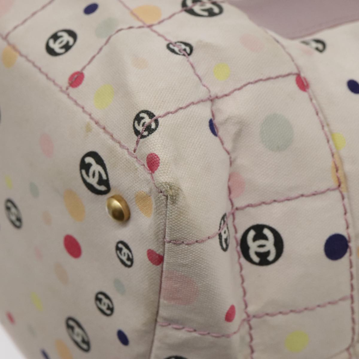 CHANEL Tote Bag Canvas Multicolor Gold CC bs18833