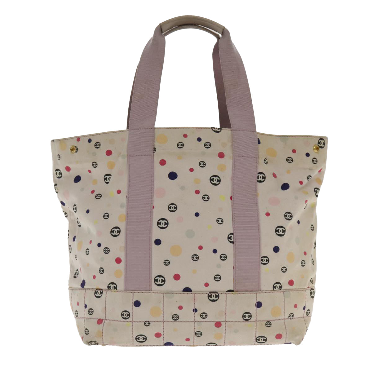 CHANEL Tote Bag Canvas Multicolor Gold CC bs18833