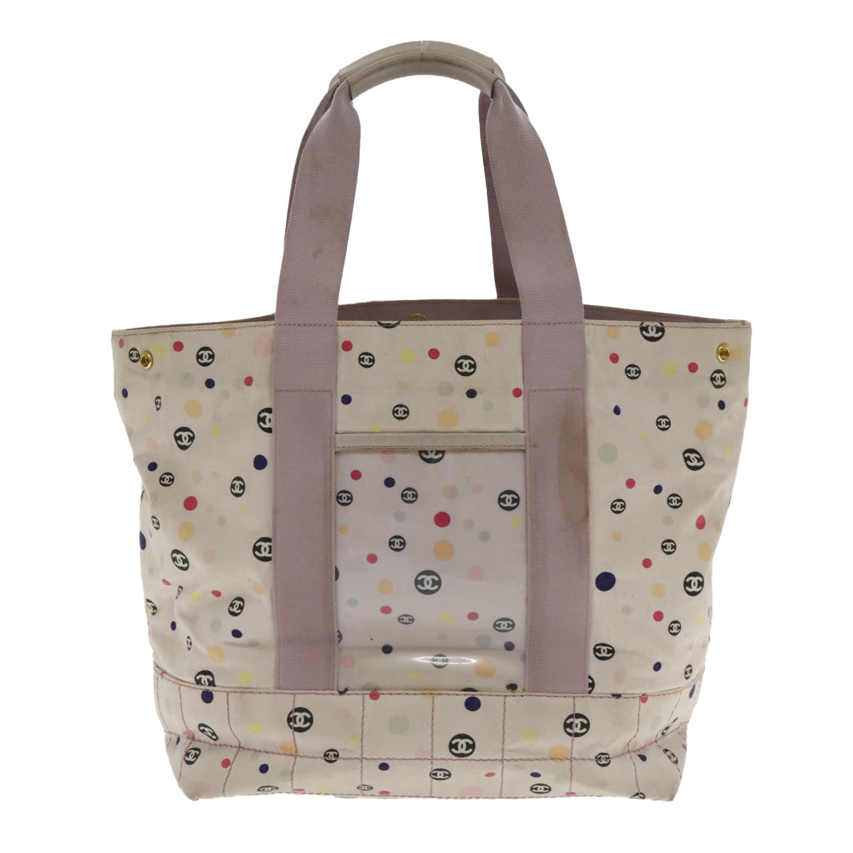 CHANEL Tote Bag Canvas Multicolor Gold CC bs18833