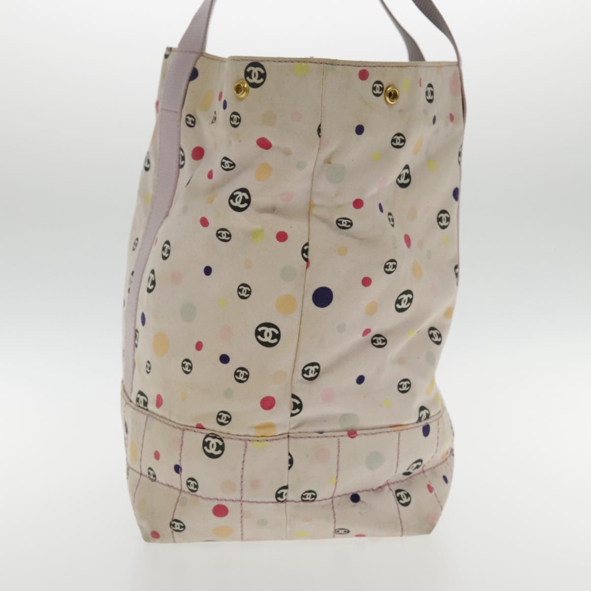 CHANEL Tote Bag Canvas Multicolor Gold CC bs18833