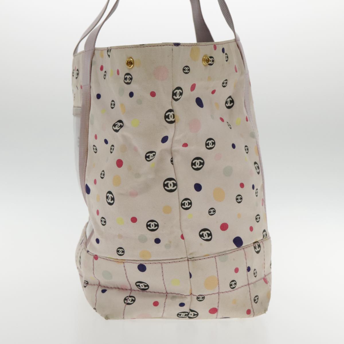 CHANEL Tote Bag Canvas Multicolor Gold CC bs18833