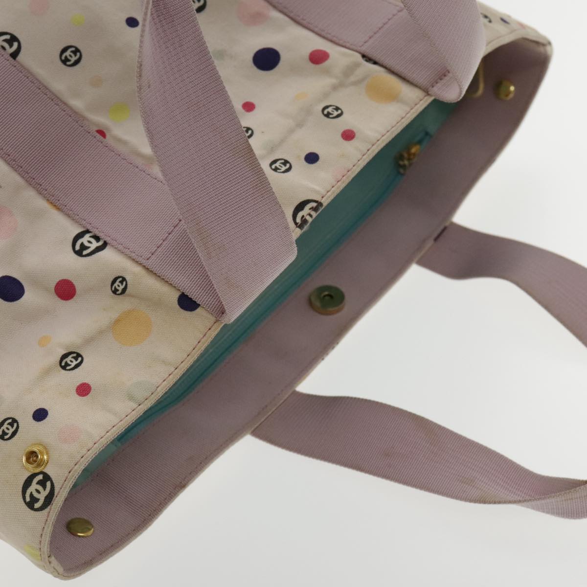 CHANEL Tote Bag Canvas Multicolor Gold CC bs18833