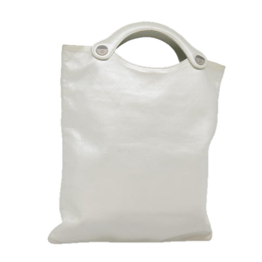 CHANEL Matelasse Hand Bag Leather White CC bs18834