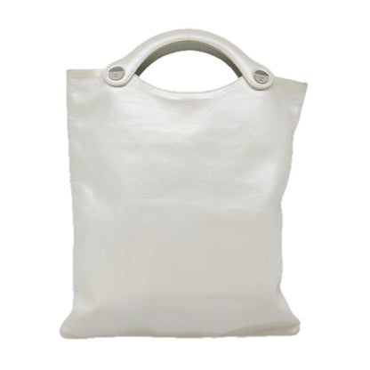 CHANEL Matelasse Hand Bag Leather White CC bs18834