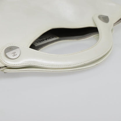 CHANEL Matelasse Hand Bag Leather White CC bs18834
