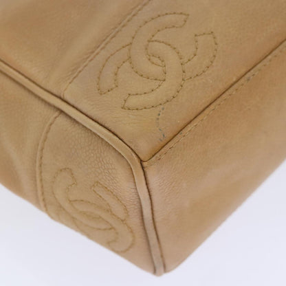 CHANEL Chain Shoulder Bag Caviar Skin Beige Gold CC bs18835