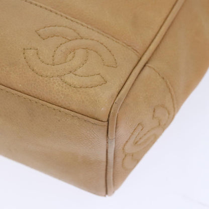 CHANEL Chain Shoulder Bag Caviar Skin Beige Gold CC bs18835