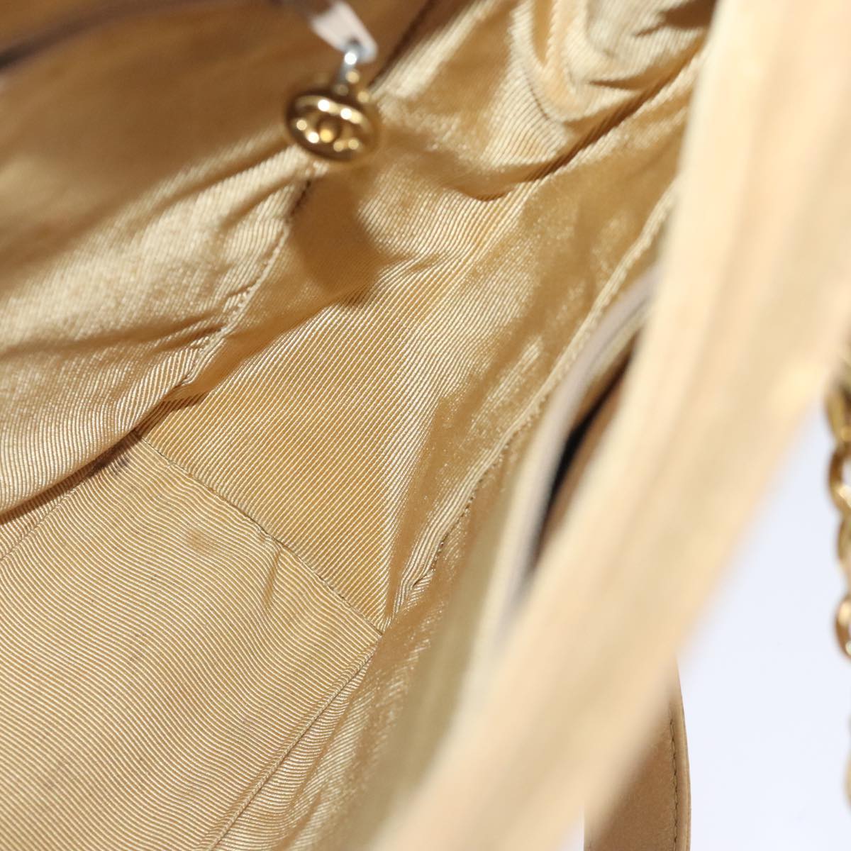 CHANEL Chain Shoulder Bag Caviar Skin Beige Gold CC bs18835