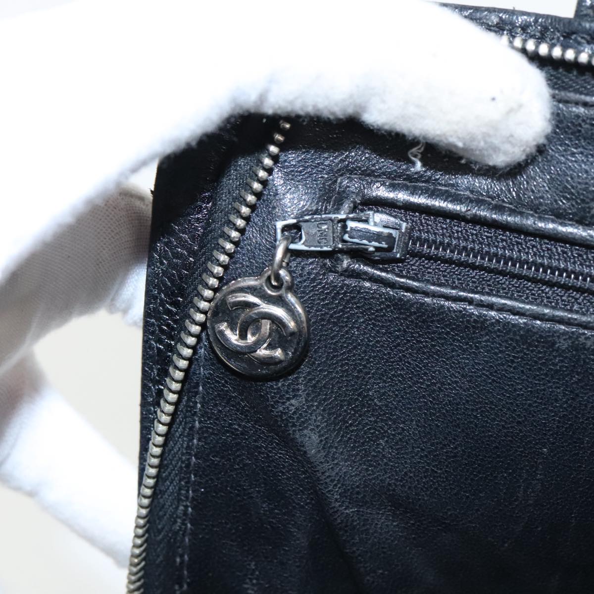 CHANEL Matelasse Tote Bag Caviar Skin Black CC bs18884