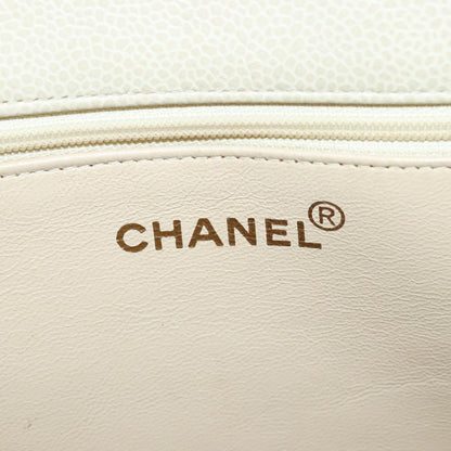CHANEL COCO Mark Chain Tote Bag Caviar Skin Beige Gold CC bs18886