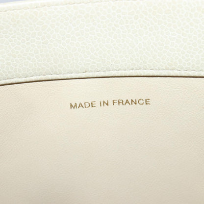 CHANEL COCO Mark Chain Tote Bag Caviar Skin Beige Gold CC bs18886