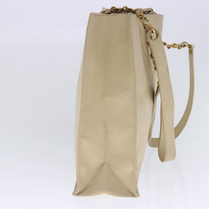 CHANEL COCO Mark Chain Tote Bag Caviar Skin Beige Gold CC bs18886