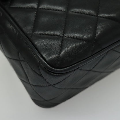 CHANEL Matelasse Shoulder Bag Lamb Skin Black Gold CC bs19046