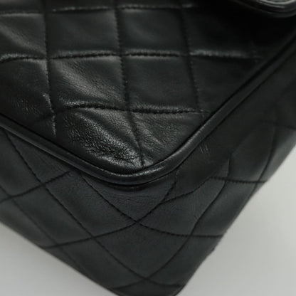 CHANEL Matelasse Shoulder Bag Lamb Skin Black Gold CC bs19046