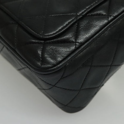CHANEL Matelasse Shoulder Bag Lamb Skin Black Gold CC bs19046