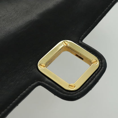 CHANEL Matelasse Shoulder Bag Lamb Skin Black Gold CC bs19046