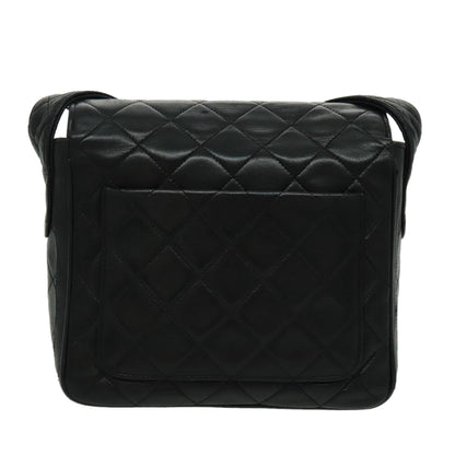CHANEL Matelasse Shoulder Bag Lamb Skin Black Gold CC bs19046