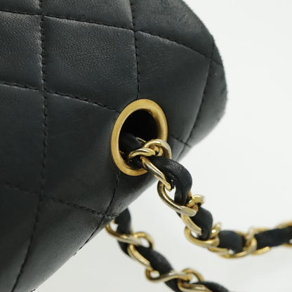 CHANEL Matrasse Chain Shoulder Bag Lamb Skin Black Gold CC bs19047A
