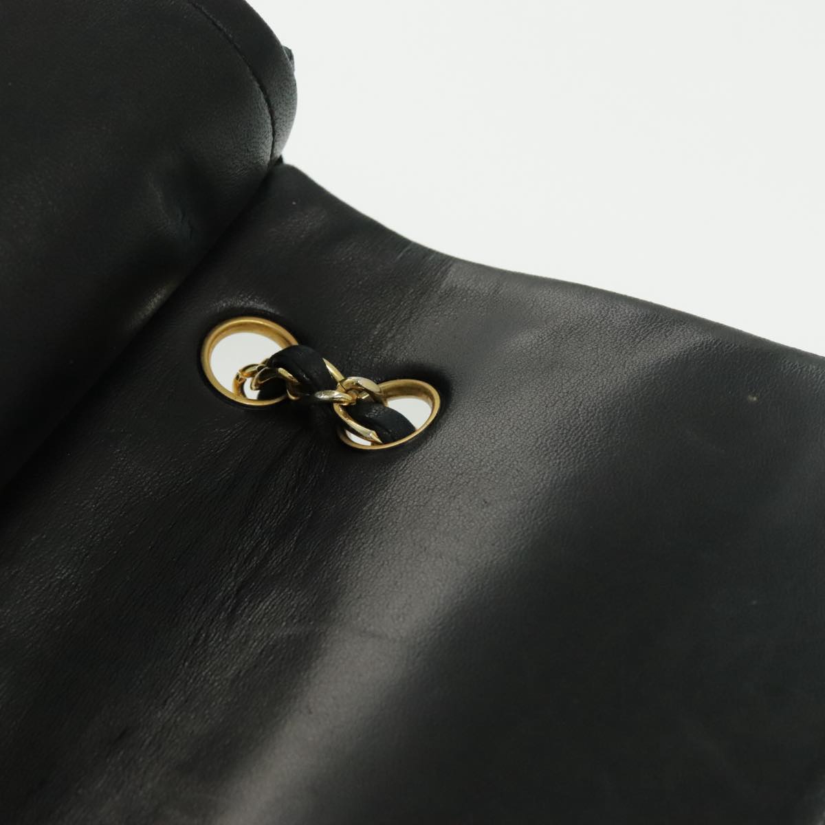 CHANEL Matrasse Chain Shoulder Bag Lamb Skin Black Gold CC bs19047A