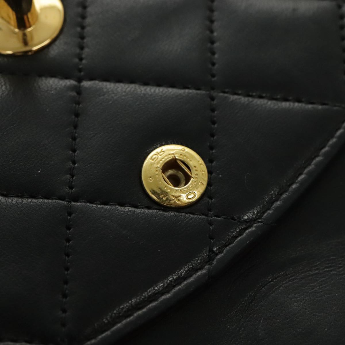 CHANEL Matrasse Chain Shoulder Bag Lamb Skin Black Gold CC bs19047A
