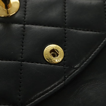 CHANEL Matrasse Chain Shoulder Bag Lamb Skin Black Gold CC bs19047A