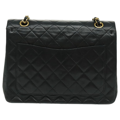 CHANEL Matrasse Chain Shoulder Bag Lamb Skin Black Gold CC bs19047A