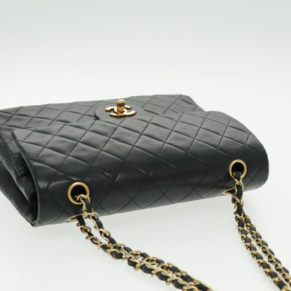 CHANEL Matrasse Chain Shoulder Bag Lamb Skin Black Gold CC bs19047A