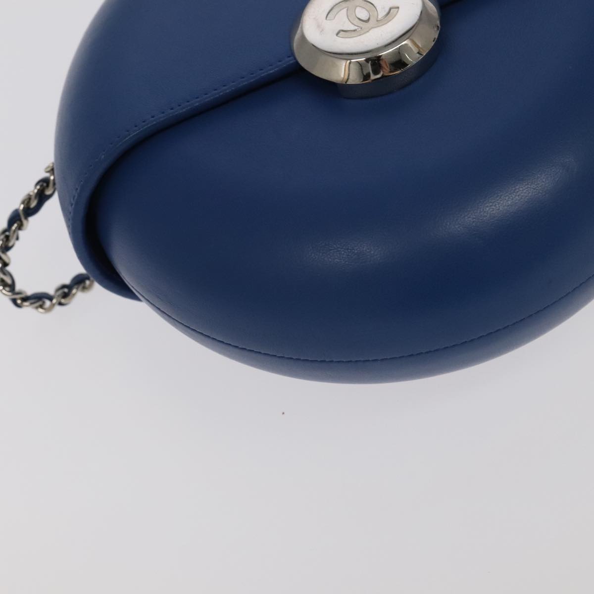 CHANEL Chain Shoulder Bag Lamb Skin Blue CC bs19049A