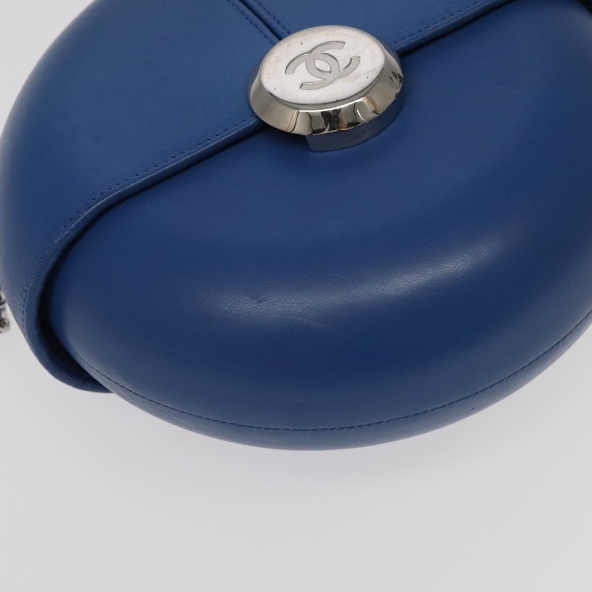 CHANEL Chain Shoulder Bag Lamb Skin Blue CC bs19049A