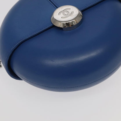 CHANEL Chain Shoulder Bag Lamb Skin Blue CC bs19049A