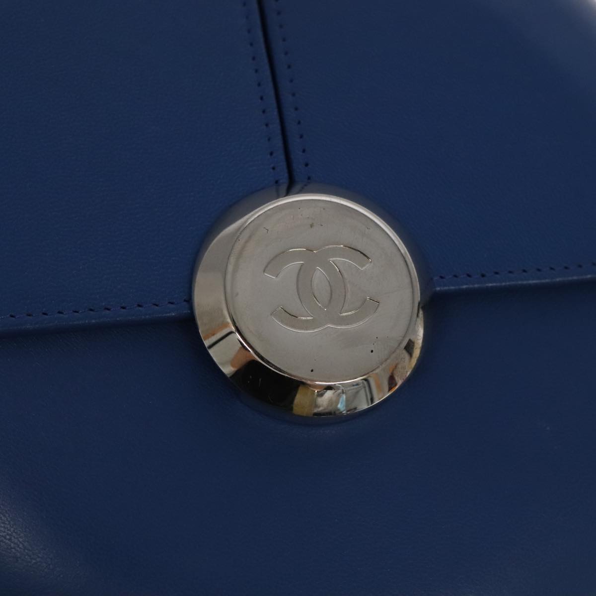 CHANEL Chain Shoulder Bag Lamb Skin Blue CC bs19049A