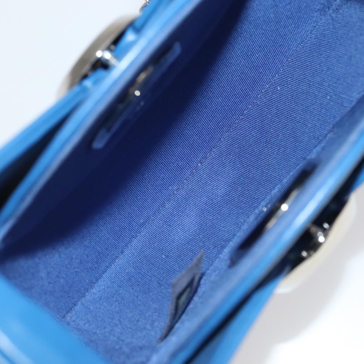 CHANEL Chain Shoulder Bag Lamb Skin Blue CC bs19049A