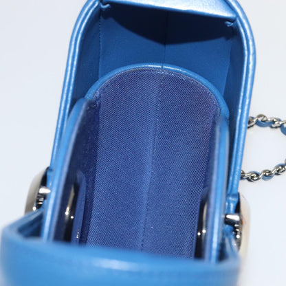 CHANEL Chain Shoulder Bag Lamb Skin Blue CC bs19049A