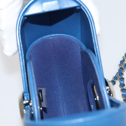 CHANEL Chain Shoulder Bag Lamb Skin Blue CC bs19049A