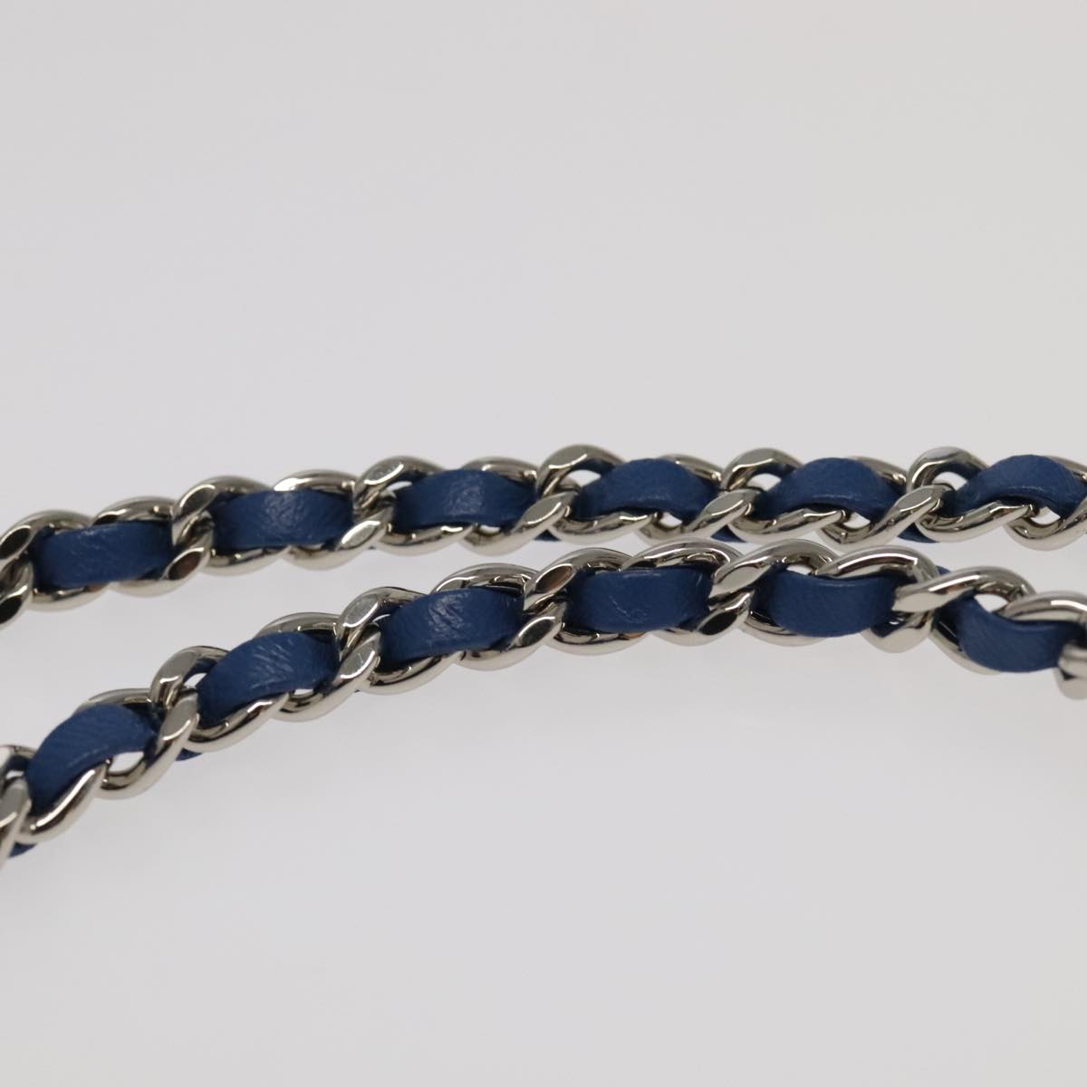 CHANEL Chain Shoulder Bag Lamb Skin Blue CC bs19049A