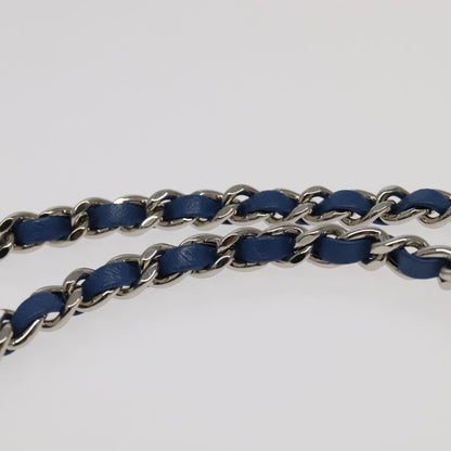CHANEL Chain Shoulder Bag Lamb Skin Blue CC bs19049A