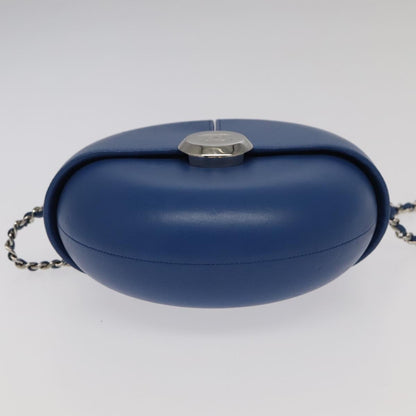 CHANEL Chain Shoulder Bag Lamb Skin Blue CC bs19049A