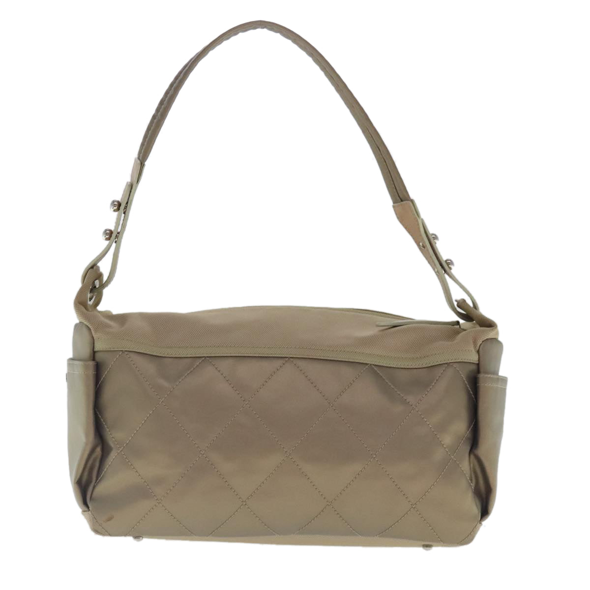 CHANEL Paris Biarritz Shoulder Bag Coated Canvas Leather Gold Silver CC bs19058